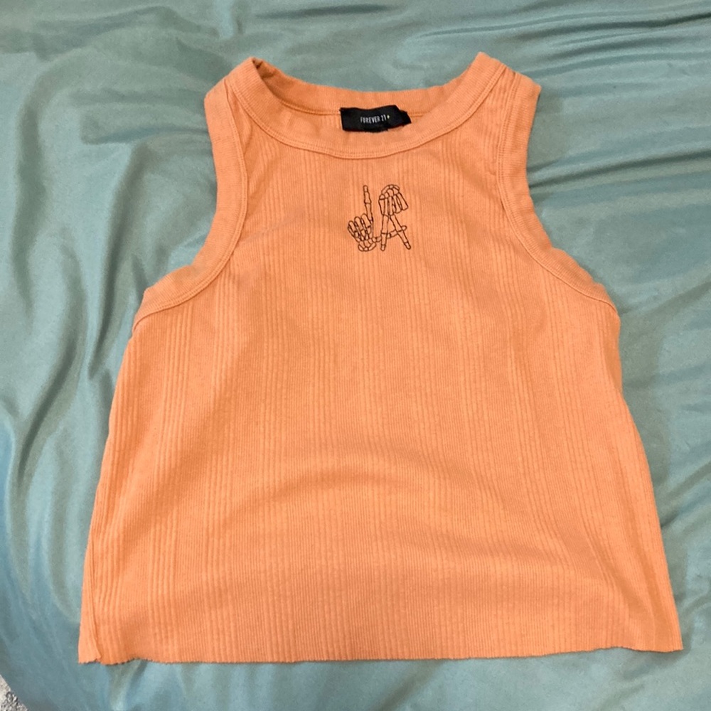 Forever 21+ size tank top dusty orange with skeleton hands